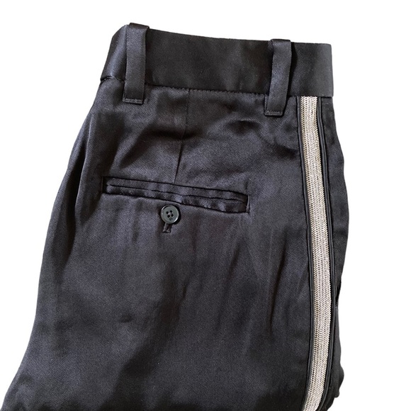 3.1 Phillip Lim Pants Side Silver Beaded Stripe Satin High Rise Jogger Slit Hem - Picture 10 of 13